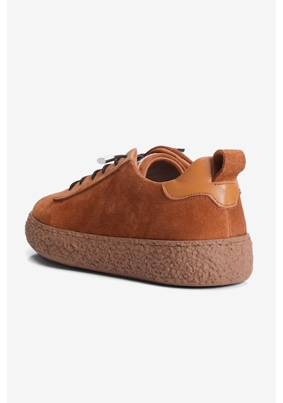 Mubiano Kadın Hakiki Süet Sneaker Lastik Bağcıklı Krep Taban Roan Taba