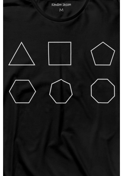 Geometri Çokgenler Üçgen Beşgen Altıgen Sekizgen Uzun Kollu Tişört Baskılı T-shirt 001