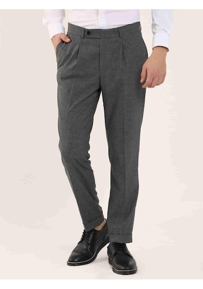 Dufy Gri Erkek Slim Fit Melanj Desenli Klasik Pantolon - 97669-gri Gri Dufy Gri Erkek Slim Fit Melanj Desenli Klasik Pantolon - 97669-gri Gri