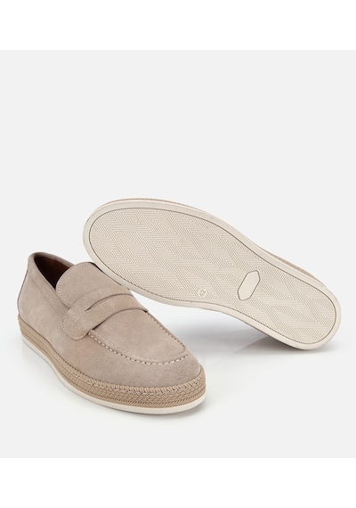 Hotiç Erkek Süet Deri Bej Hasır Detaylı Günlük Loafer 02ayh319490a310 02ayh319490a310 Bej