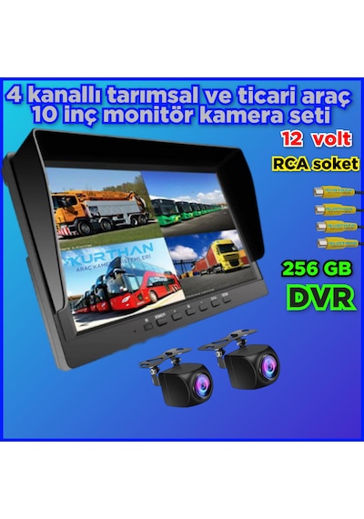 10 İnç Dvr Ekran 2 Adet 170'' Balık Gözü Lens Geniş Açı Kamera