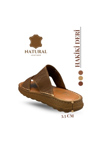 Sermoda Hakiki Deri Erkek Terlik - Yumuşak Kalın Taban Tabanlı Hakiki Deri Erkek Terlik 3d Taba