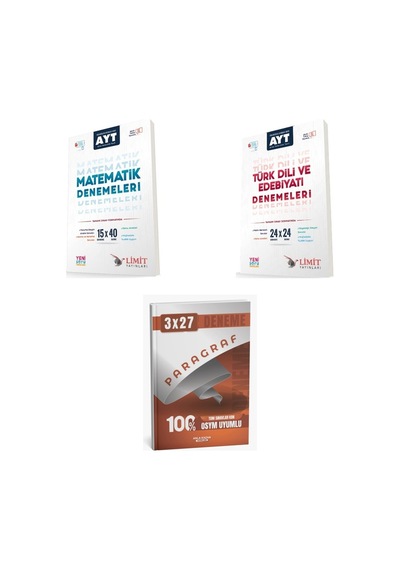 2027 Limit Ayt Matematik 15x40 Video Çözümlü + Edebiyat Türk Dili Ve Edebiyatı 24x24 Deneme + Ankapade 3'lü Set