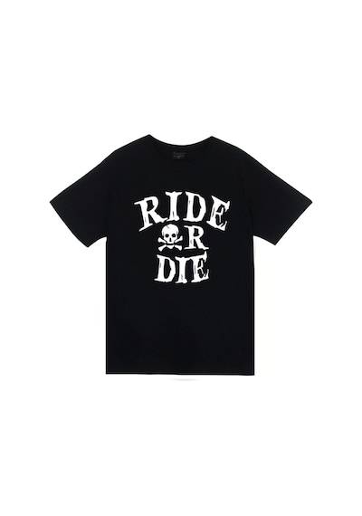 Stoned&Fame Siyah Ride Or Die Baskılı T-shirt SIYAH