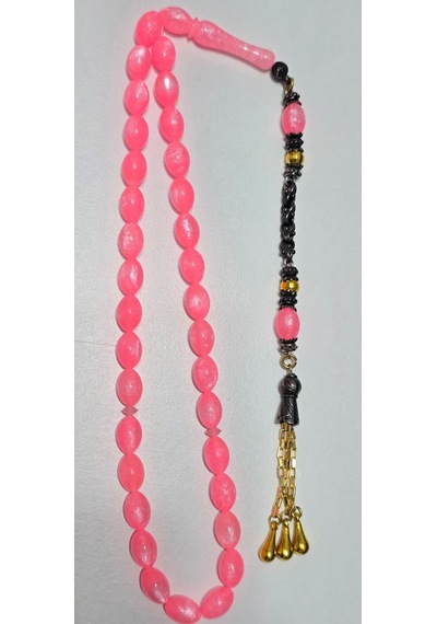 Ağır Püsküllü Pembe Opal Benzetme Tesbih Açık Pembe