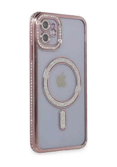 Mey İthalat Apple iPhone Uyumlu - 11 Kılıf Joke Simli Magneticsafe Kılıf - Pembe Diğer