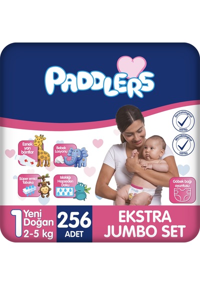 Yenidoğan Bebek Bezi 1 Numara (2-5 Kg) 256 Adet – Ekstra Jumbo Set, Hassas Ciltlere Uygun