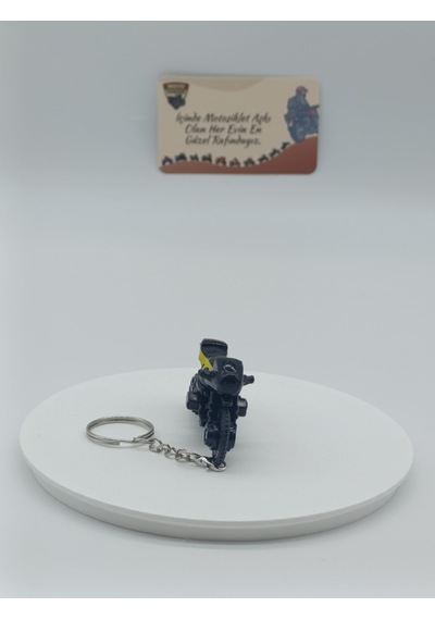 Scrambler Motosiklet Metal Anahtarlık Siyah - Diecast Cafe Racer Motor Figürü