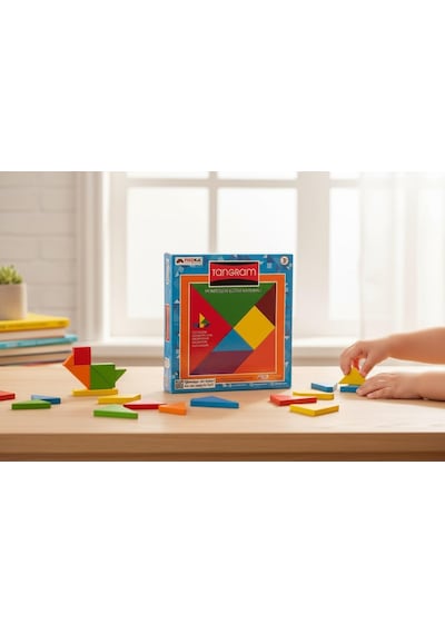 Tangram Montessori Eğitim Oyunu - Ahşap Zeka Ve Şekil Geliştirme Seti 7 Parça