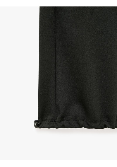 Koton Normal Bel Lastikli Cepli Bol Kalıp Stoperli Paça Krep Scuba Balon Pantolon Siyah 7wal40085ık