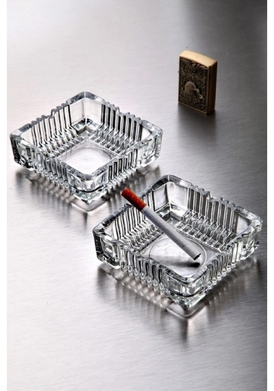 2 Adet 11x11 Cm Kare Lüx Cam Bistro Kristal Küllük Cam Beyaz Kare
