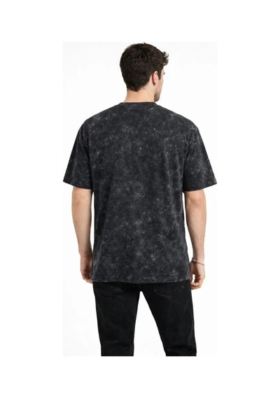 Veraura Lifestyle Erkek Asit Yıkama Bisiklet Yaka Kısa Kollu Oversize T-shirt Tişört - Siyah