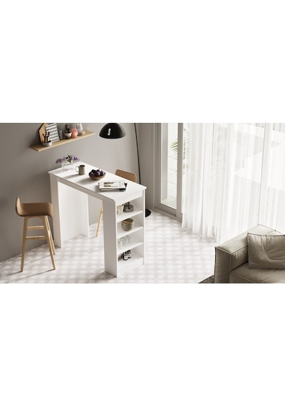 Robinhome Robin Home Thales Bar Masası Mutfak Yemek Masası Beyaz St1-W
