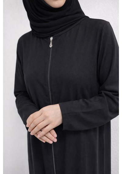 Bilenler Fermuarlı Viskon Namaz Elbisesi /ferace Siyah