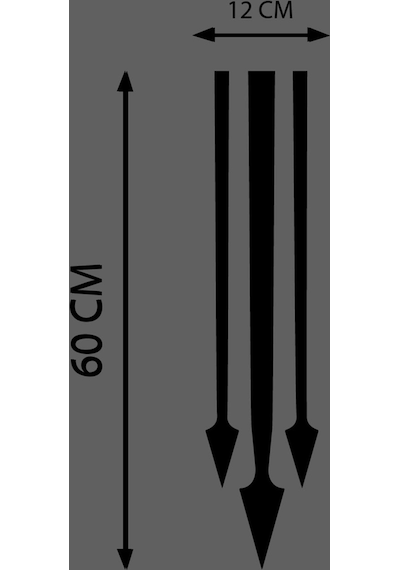 Oto Kaput Sticker Ok Ucu 3'lü Siyah 12 60 Cm