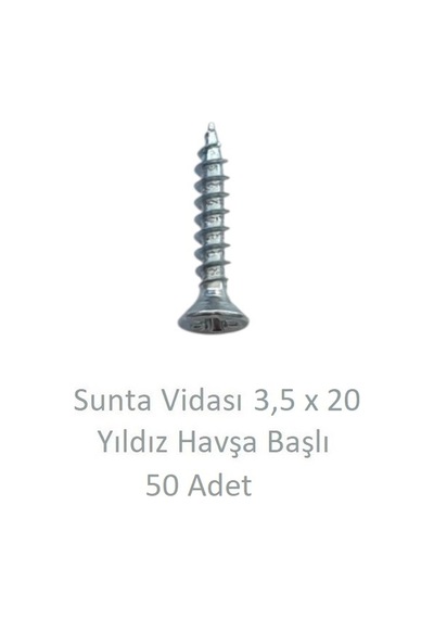 Sunta Vidası, 3,5 X 20 Mm, 50 Adet, Yhb Vida 3,5 x 20