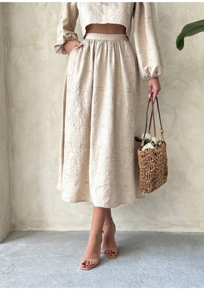 Verymoda Nakışlı Etek F1901 Taş