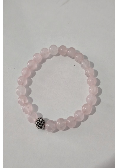 Sertifikalı 8 Mm Zirkon Taşı, Pembe Kuvars Doğaltaş Bileklik Açık Pembe