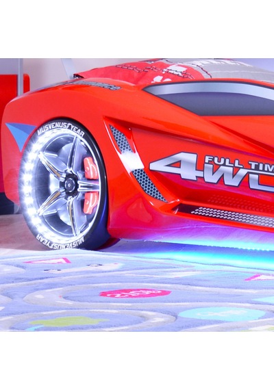 Setaymobilya Arabalı Yatak, Kırmızı Mercedes Full Ledli Bazalı Arabalı Yatak