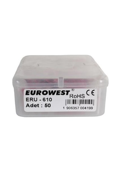 Eurowest 8,00-10,00mm M6 Yuvarlak Tip İzoleli Kablo Ucu 1 Kutu 50 Adet
