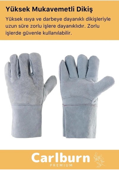 Deluxe Serisi Yanmaz Isıya Dayanıklı Eldiven Kaynak Yangın Için Su Geçirmez Çok Amaçlı Deri Eldiven