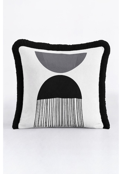Siyah Beyaz Ve Gri Geometrik Şekiller Saçaklı Yastık Kılıfı-minimalist Stil Püsküllü Kırlent Kılıfı Orman Lavanta Siyah Beyaz Ve Gri Geometrik Şekiller Saçaklı Yastık Kılıfı-minimalist Stil Püsküllü Kırlent Kılıfı Orman Lavanta