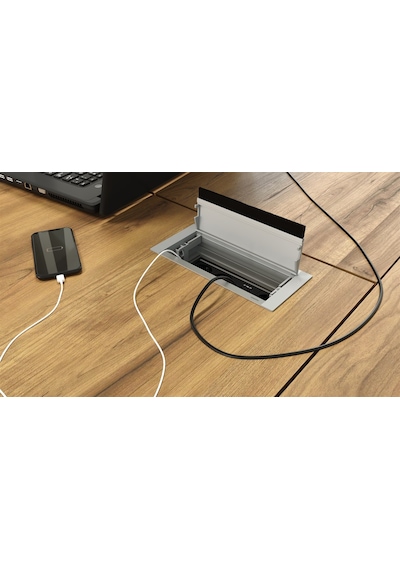 Metalline® Push-line Bas-Aç Masaüstü Priz Kutusu Usb - Natürel El