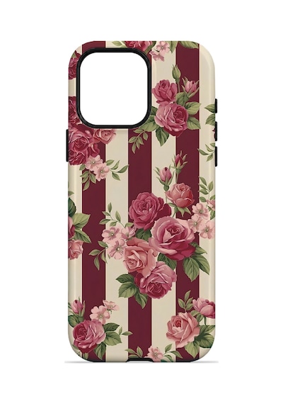Velvoria Valestra Bordo Gül Serit Apple iPhone Uyumlu 15 Pro Darbe Korumalı Kılıf Valestra Select - Bordo Gül Serit