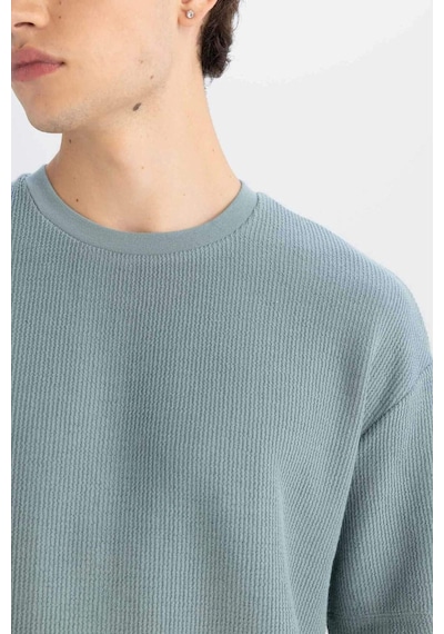 DeFacto Boxy Fit Bisiklet Yaka Kısa Kollu Basic Düz Tişört C8724AX24AUGN1175