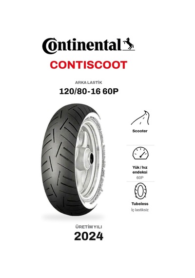 Continental Contiscoot 120/80-16 60p Arka Motosiklet Lastiği