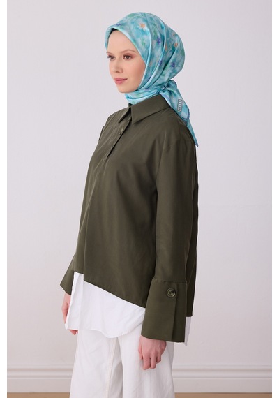 Belli Çiçek Desen İpek Twill Eşarp - 2026 İlkbahar-yaz T 4319 Mor-yeşil