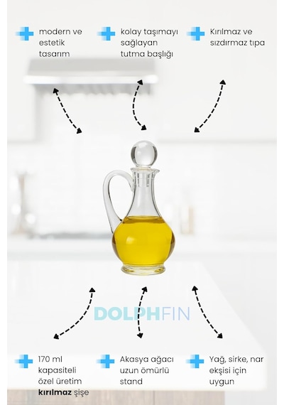 Dolphfin Premium Yağlık Kırılmaz Şişe Yağdanlık Sirkelik, Şeffaf Diğer