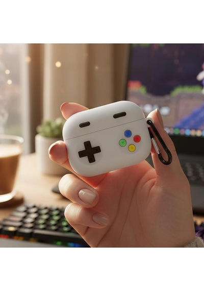 Caseonn Samsung Uyumlu Galaxy Buds 3 Pro Kılıf Karakter Figürlü V2 Retro Gamepad Gri