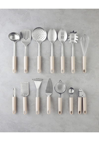 English Home Maisy Paslanmaz Çelik Izgara Spatula 34 Cm Krem Krem