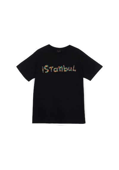 İstanbul Baskılı Unisex %100 Pamuk Siyah T-shirt SIYAH