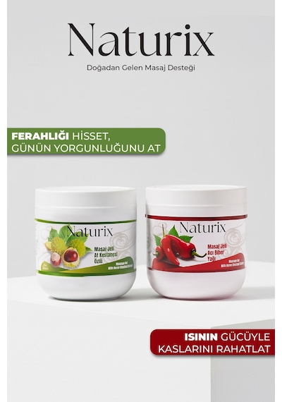 Naturix At Kestanesi Balsamı Masaj Jeli 2'li Eko Set - 500 Ml