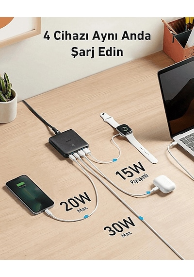 Anker 543 65 W Çoklu Şarj Cihazı Siyah