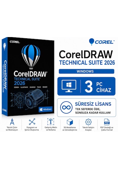 Corel Coreldraw Technical Suite 2026 Windows - 3 Pc Süresiz Dijital Kod