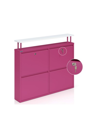 Ceha Kilitli Tablalı 4'lü Metal Ayakkabılık - Pembe K.AYK-2.4/B/P 4010/KL Ceha Kilitli Tablalı 4'lü Metal Ayakkabılık - Pembe K.AYK-2.4/B/P 4010/KL