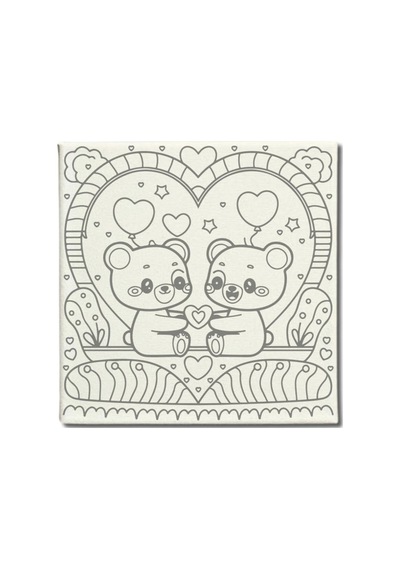 Okul -2'li Tuval Boyama Seti. 20x20 Cm Uv Baskı 6 Akrilik Boya 1