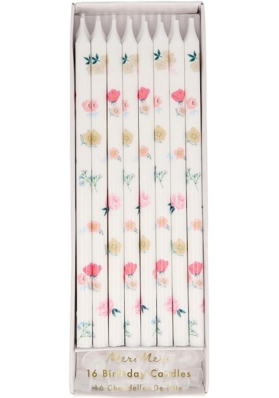 Meri Meri - Tapered Floral Candles - Çiçek Desenli Mumlar