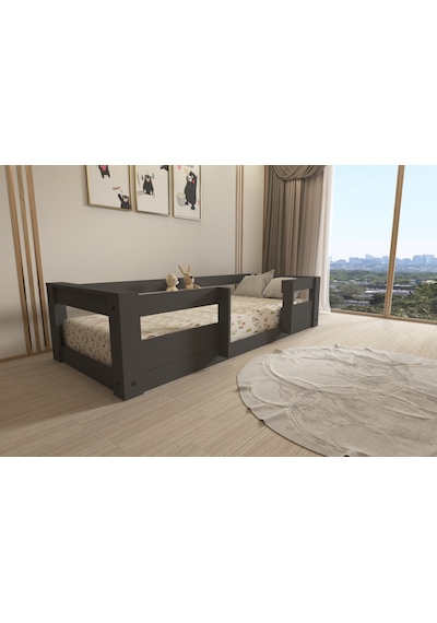 Herseycik Ninnimo Montessori 90X190 Yatak Uyumlu Karyola M7-4 Antrasit