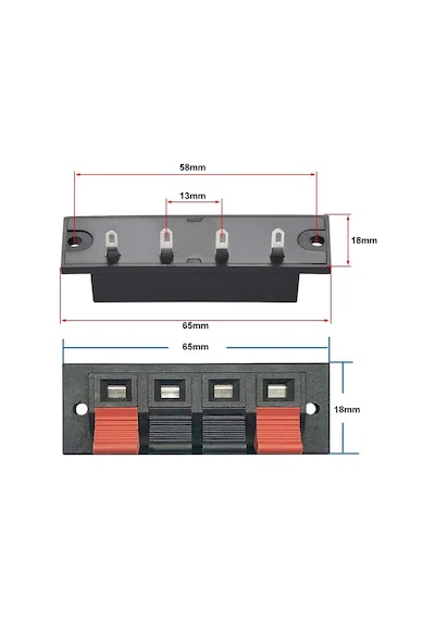 4Lü Hoparlör Terminal Soketi Panel Montaj Tip Yaylı Speaker Ses