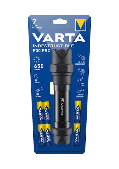 Indestructible F30 Pro El Feneri 4 Adet Aa Alkalin Pil Dahil Siyah