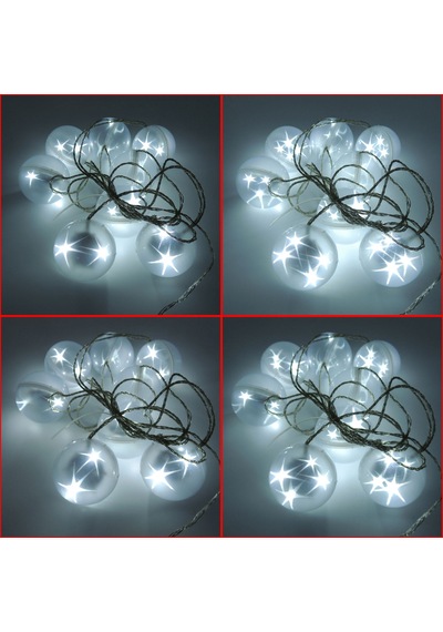 Yıldız Animasyonlu Beyaz Led 8 Top Işık Disko Küre Aydınlatma 220