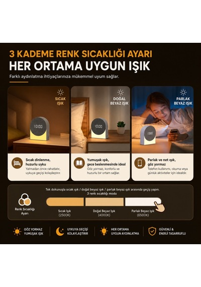 Polham 4in1 Arada Bluetooth Uyku Hoparlörü Gece Lambası, Dijital Saat, Alarm Ve Rahatlatıcı Uyku Sesleri