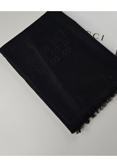 Miorel Scarfs İnce Kumaş G Desen Pamuklu Şal Yün İpek Şal 4 Mevsim Çift Taraflı Siyah