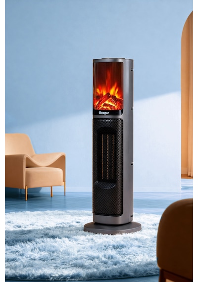 Hoogar German 2075 L Grey Oben Seri Oled Şömineli Ekran Dijital Kule Tipi Turbo Hızlı Isıtıcı