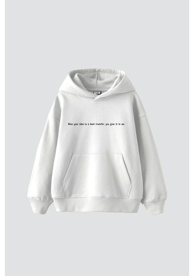 Bear Sırt Baskılı Oversize Unisex Beyaz Beyaz