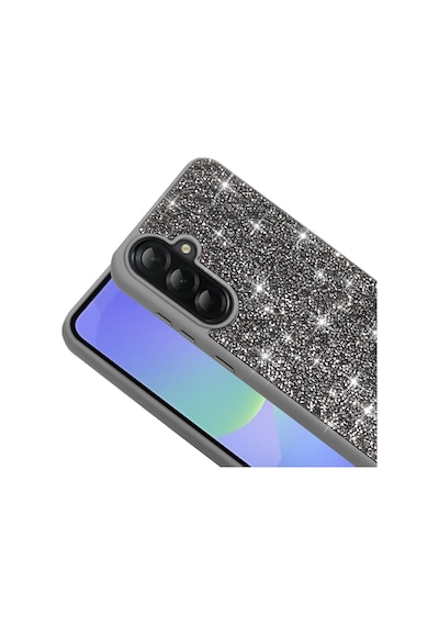 Samsung Uyumlu Galaxy A56 Kılıf Simli Pırlanta Taşlı Kamera Yükseltili Silikon Nourthkingdom Beyaz